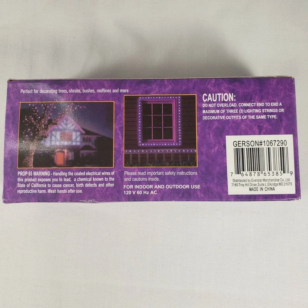 Halloween String Lights Purple Bulbs Indoor/Outdoor 50 Lights 12' Lighted Length